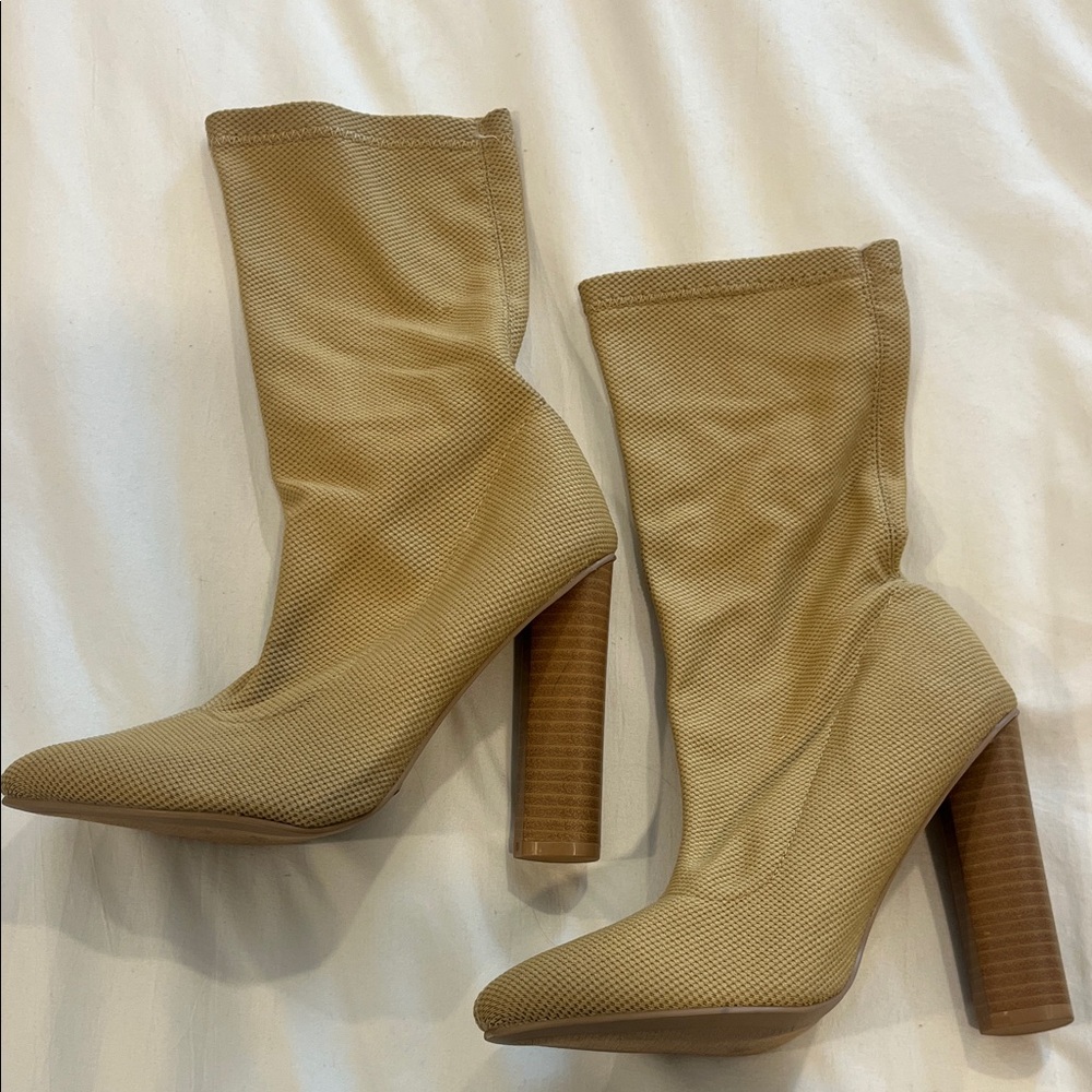Miss Lola Tan Heeled Boots